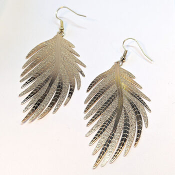 Shiny KC Gold Large Lightweight Leaf Earrings - Image 2