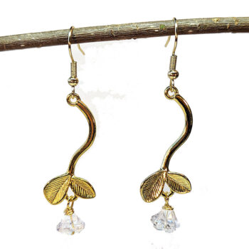 Antique Gold Branch Leaves Flower Earrings