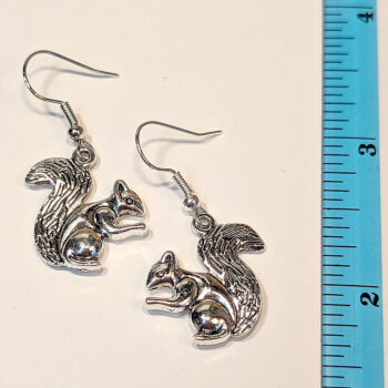 Antique Silver Double Sided Squirrel Earrings - Image 2