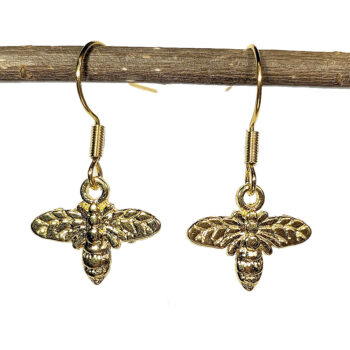 Gold Dainty Bee Earrings - Image 2