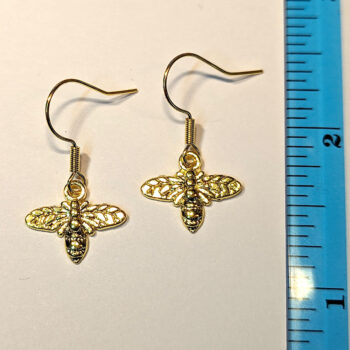 Gold Dainty Bee Earrings - Image 3