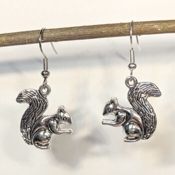 Antique Silver Double Sided Squirrel Earrings - Image 3