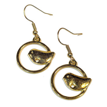 Gold Partridge in Hoop Vintage Style Earrings