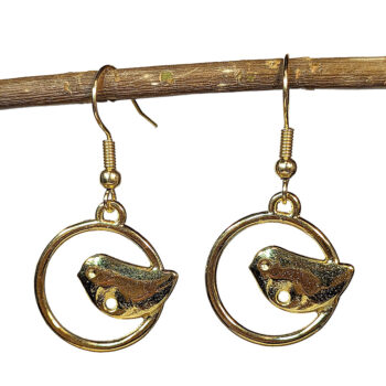 Gold Partridge in Hoop Vintage Style Earrings - Image 3