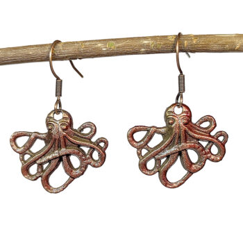 Octopus Antique Copper Earrings - Image 2