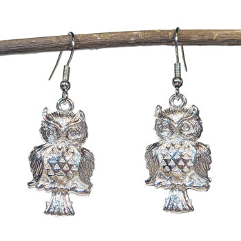 Silver Medium Owl Earrings