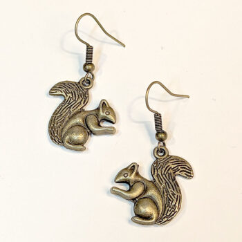 Antique Bronze Double Sided Squirrel Earrings - Image 2