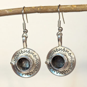 Antique Silver Cup and Saucer Vintage Style Earrings - Image 6