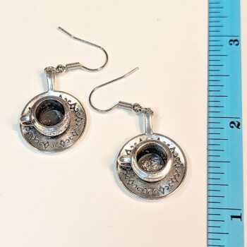 Antique Silver Cup and Saucer Vintage Style Earrings - Image 2