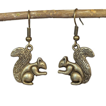 Antique Bronze Double Sided Squirrel Earrings