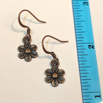 Antique Copper Dainty Flower Earrings - Image 3