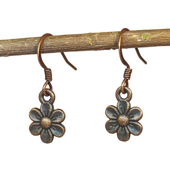 Antique Copper Dainty Flower Earrings