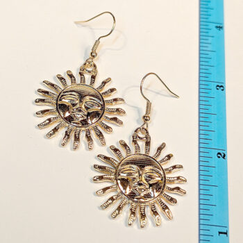 KC Gold Large Sun Face Earrings - Image 3