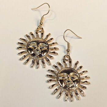 KC Gold Large Sun Face Earrings - Image 2