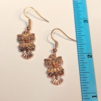 Rose Gold Owl Earrings - Image 3