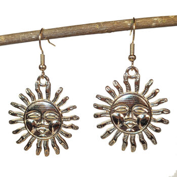 KC Gold Large Sun Face Earrings