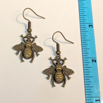 Medium Antique Bronze Bee Earrings - Image 3