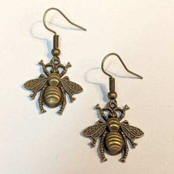 Medium Antique Bronze Bee Earrings - Image 2