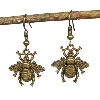 Medium Antique Bronze Bee Earrings