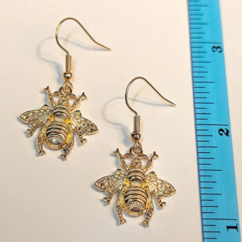 KC Gold Medium Bee Earrings - Image 3