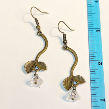 Antique Bronze Branch Leaves Flower Earrings - Image 2