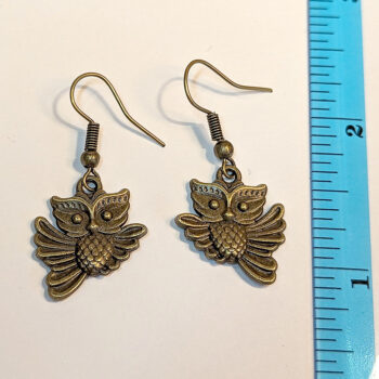 Antique Bronze Cute Owl Earrings - Image 3