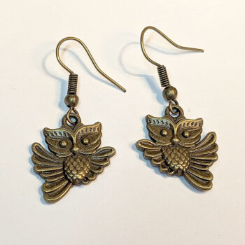 Antique Bronze Cute Owl Earrings - Image 2