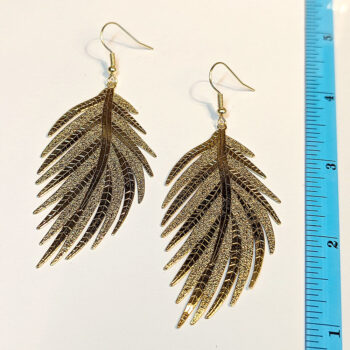 Shiny Gold Large Lightweight Leaf Earrings - Image 2