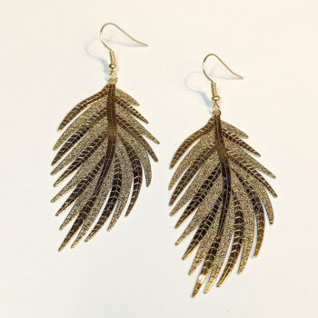 Shiny Gold Large Lightweight Leaf Earrings - Image 5