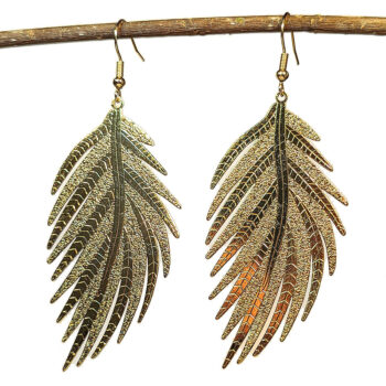 Shiny Gold Large Lightweight Leaf Earrings