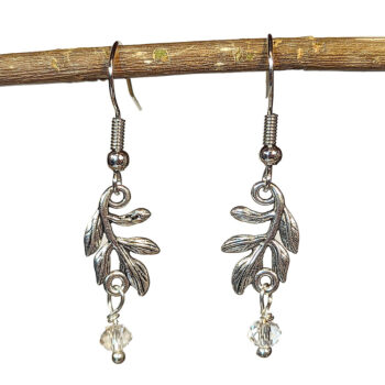 Antique Silver Branch Connector Bead Drop Earrings