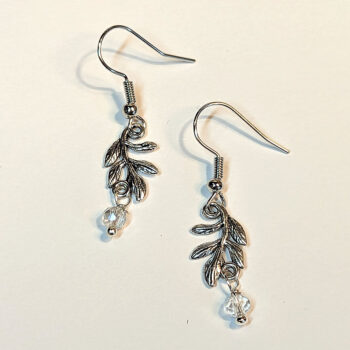 Antique Silver Branch Connector Bead Drop Earrings - Image 2