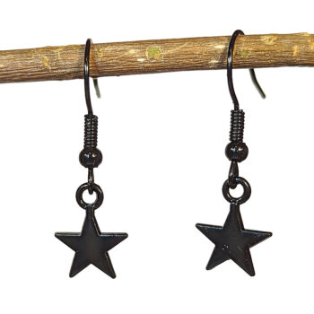 Small Star Black Earrings