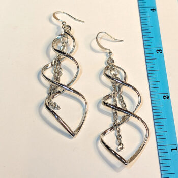 Silver Spiral With Chain Earrings - Image 3