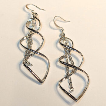 Silver Spiral With Chain Earrings - Image 2