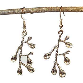 Modern Wild Tree Branch Pendant KC Gold Earrings