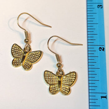 Small Textured Butterfly Earrings Gold - Image 3