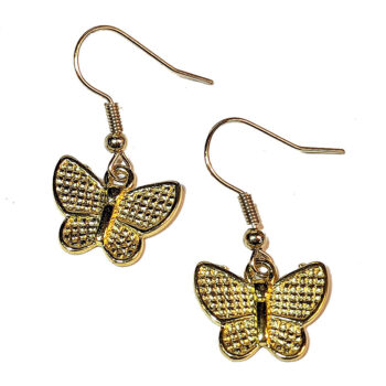 Small Textured Butterfly Earrings Gold