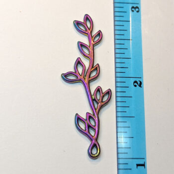 Branch Hollow Leaves Leaf Pendant / Connector Rainbow - Image 2