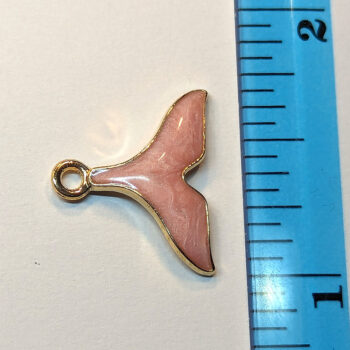 Pink Whale Tail Enamel Charm Gold - Image 2