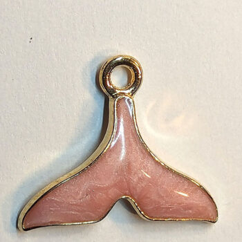 Pink Whale Tail Enamel Charm Gold