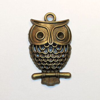 Hollow Owl on a Branch Charm Antique Bronze