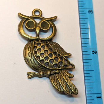 Large Hollow Owl Pendant Antique Bronze - Image 2