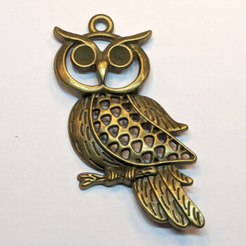 Large Hollow Owl Pendant Antique Bronze