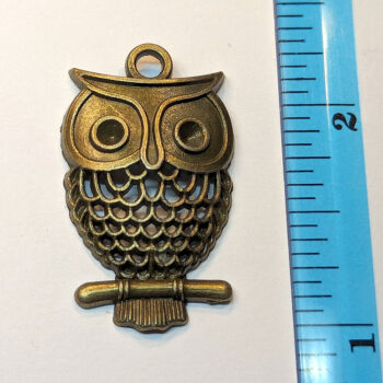 Hollow Owl on a Branch Charm Antique Bronze - Image 3