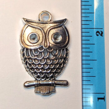 Hollow Owl on a Branch Charm Antique Silver - Image 2