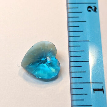 Lake Blue Faceted Small Glass Rhinestone Heart Charm - Image 3