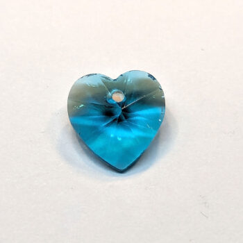 Lake Blue Faceted Small Glass Rhinestone Heart Charm