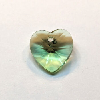 Light Green Faceted Small Glass Rhinestone Heart Charm