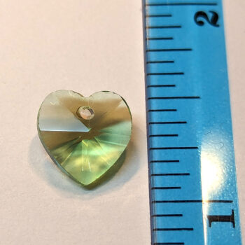 Light Green Faceted Small Glass Rhinestone Heart Charm - Image 2